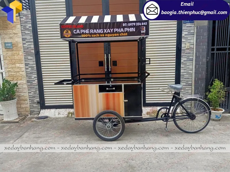 xe đạp bán cà phê pha máy