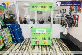 Tham khảo xe xếp bán cà phê mang đi có thêm kệ để thùng đá