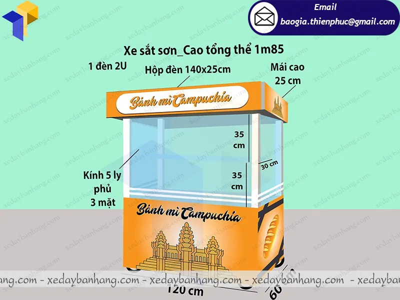 xe bán bánh mì có mái che