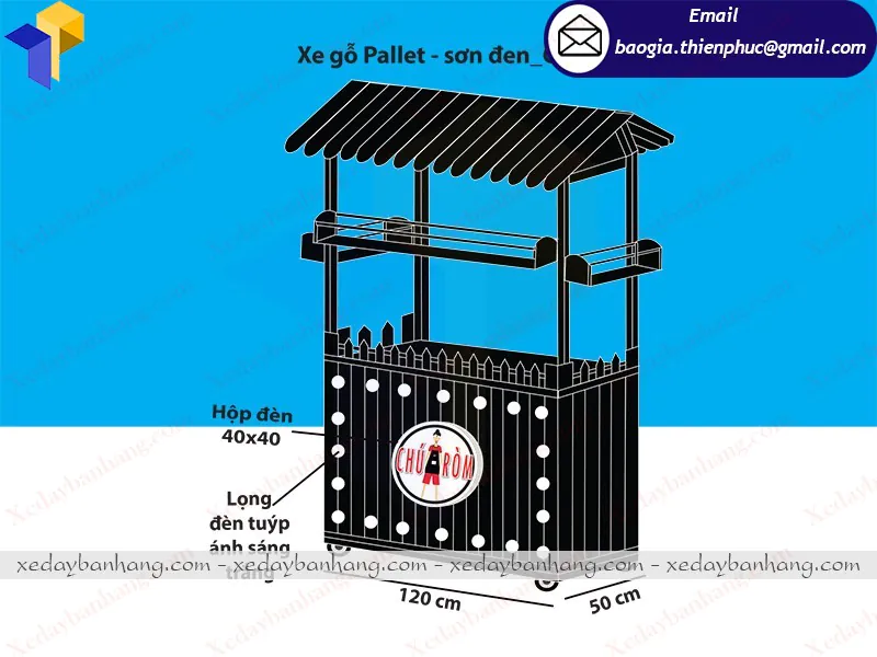 báo giá xe gỗ thúc ăn vặt
