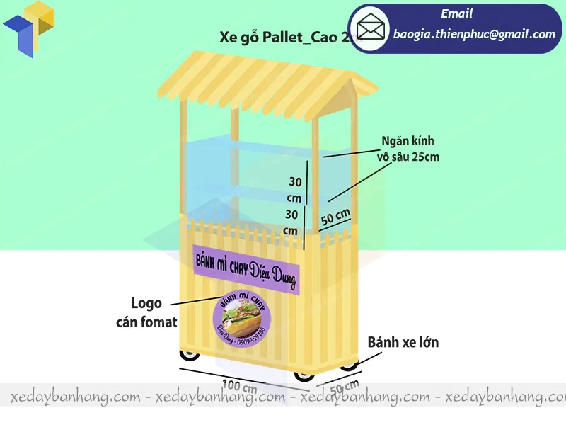 xe gỗ bán bánh mì