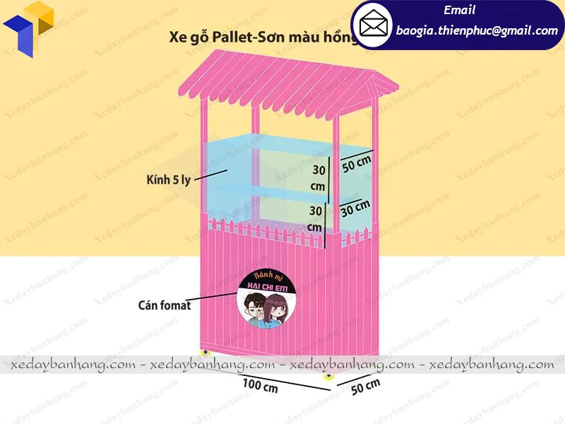 thiết kế xe gỗ bán trà sữa