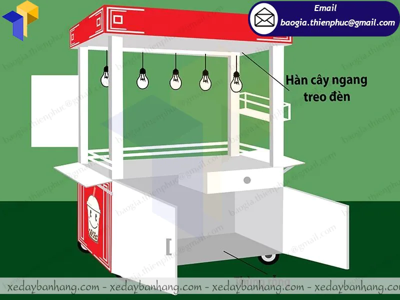 thiết kế tủ bán trà sữa đẹp