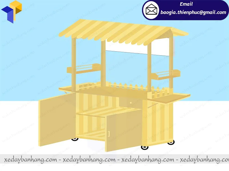 xe gỗ bán thức ăn