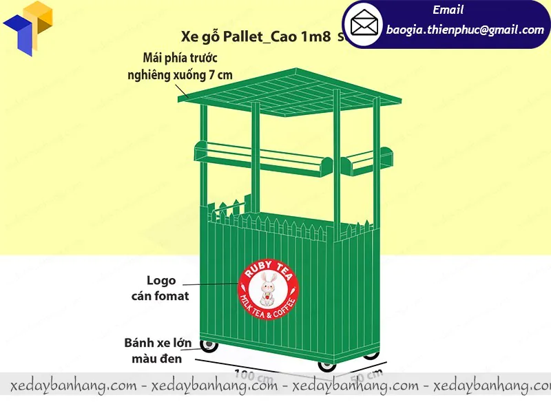 tủ gỗ bán trà sữa