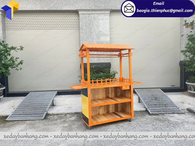 thiết kế xe gỗ bán trà sữa