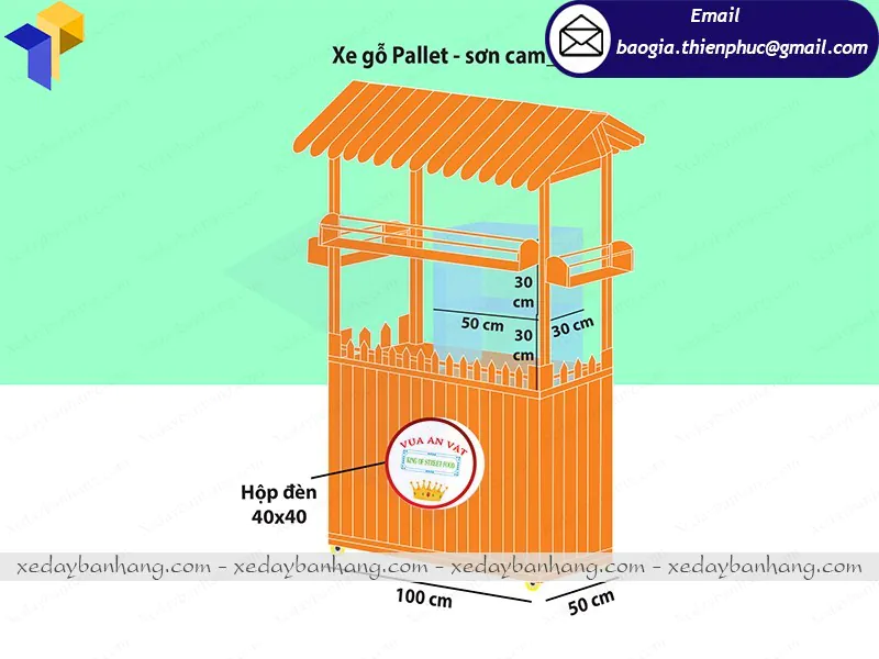 xe gỗ bán đồ ăn giá rẻ