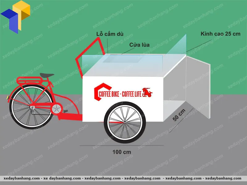 xe đạp bán cafe take away