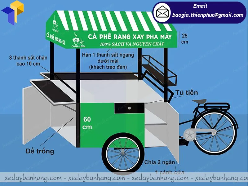 thiết kế xe đạp bán coffee