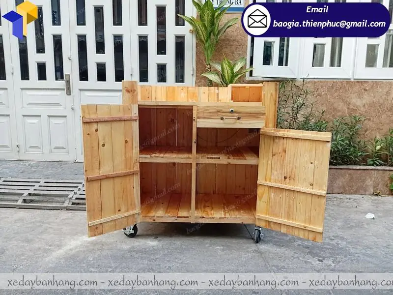 tủ gỗ bán cà phê take away