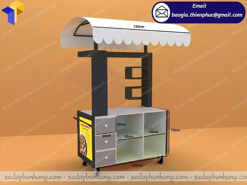 thiết kế xe gỗ thức ăn nhanh giá rẻ