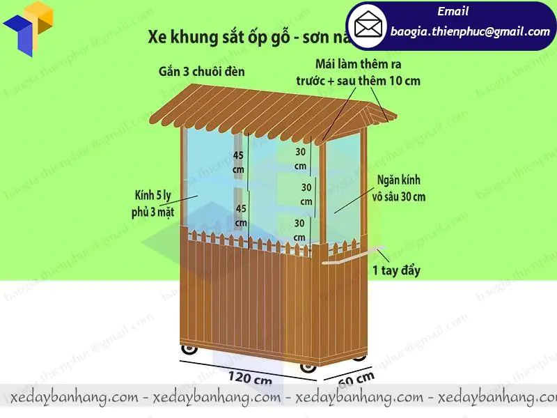 thiết kế xe gỗ bán coffee
