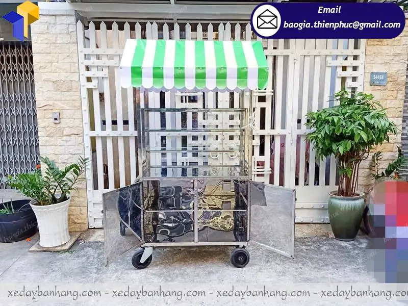 quầy inox bán đồ ăn vặt