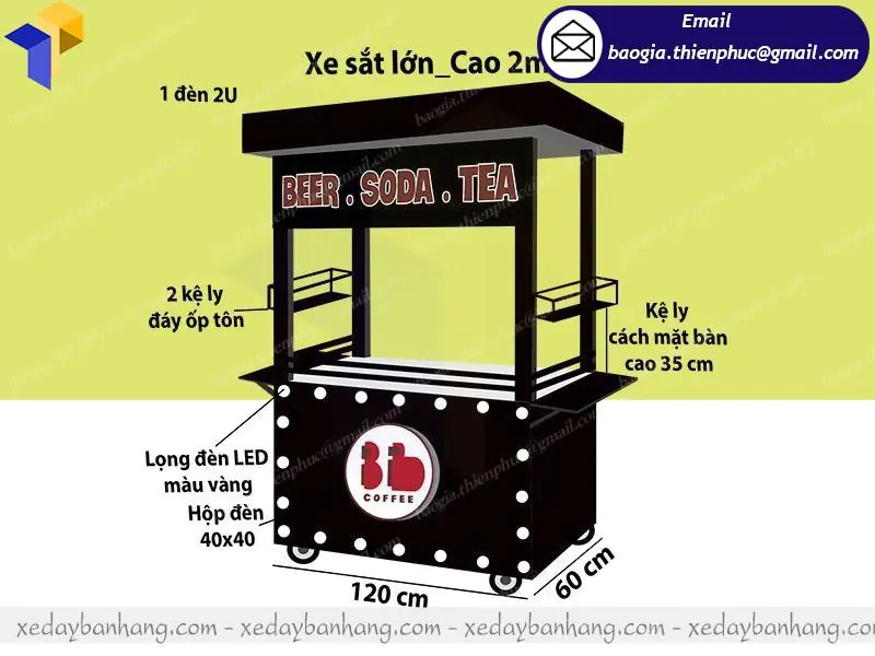 thiết kế xe sắt bán cafe lưu động giá rẻ
