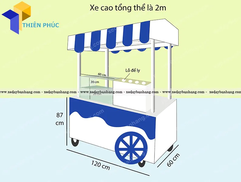 Đóng xe đẩy bán hàng lưu động giá rẻ XDALU02