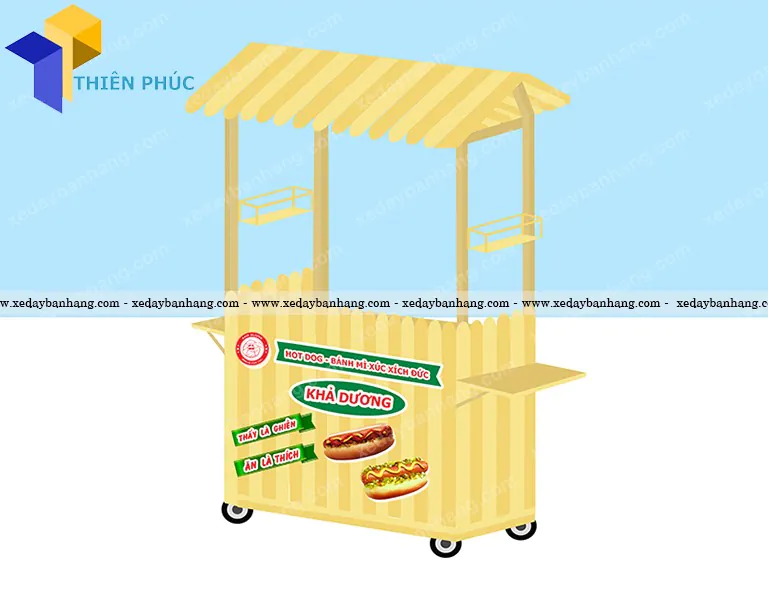 Xe gỗ bán bánh mì  hamber giá rẻ tại hcm_PLXD06