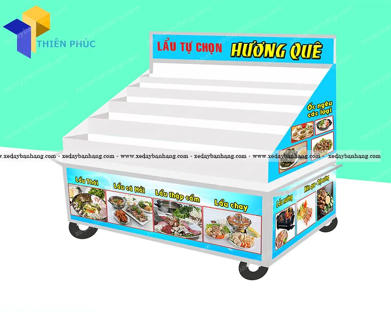 Xe bán lẩu tự chọn bằng inox bền đẹp XDIN06