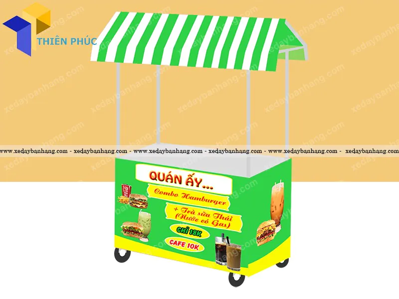 Xe đẩy bán bánh mì hamberger đẹp giá rẻ XDALU01