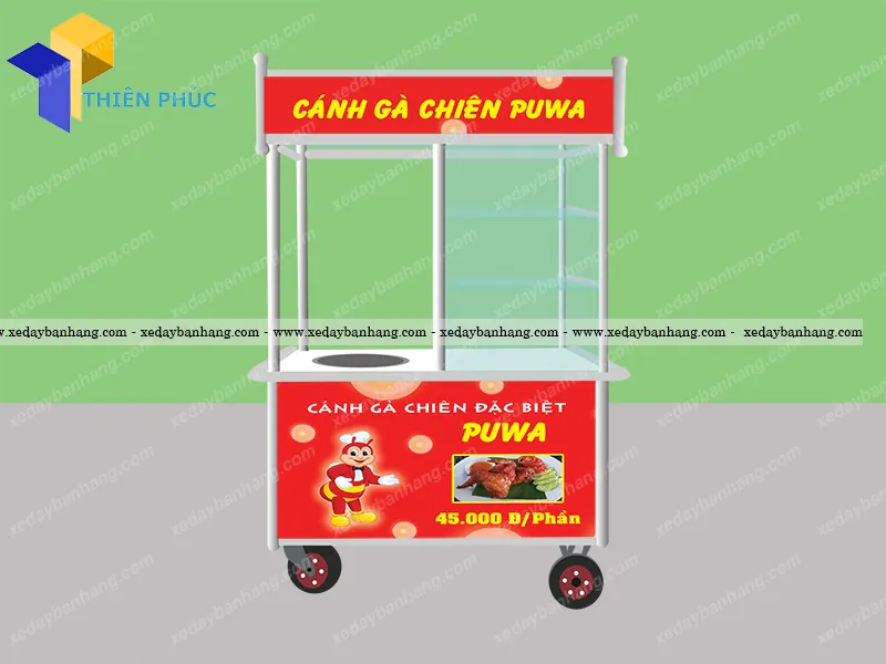 Xe bán thức ăn nhanh cánh gà chiên PUWA bền đẹp XDIN29