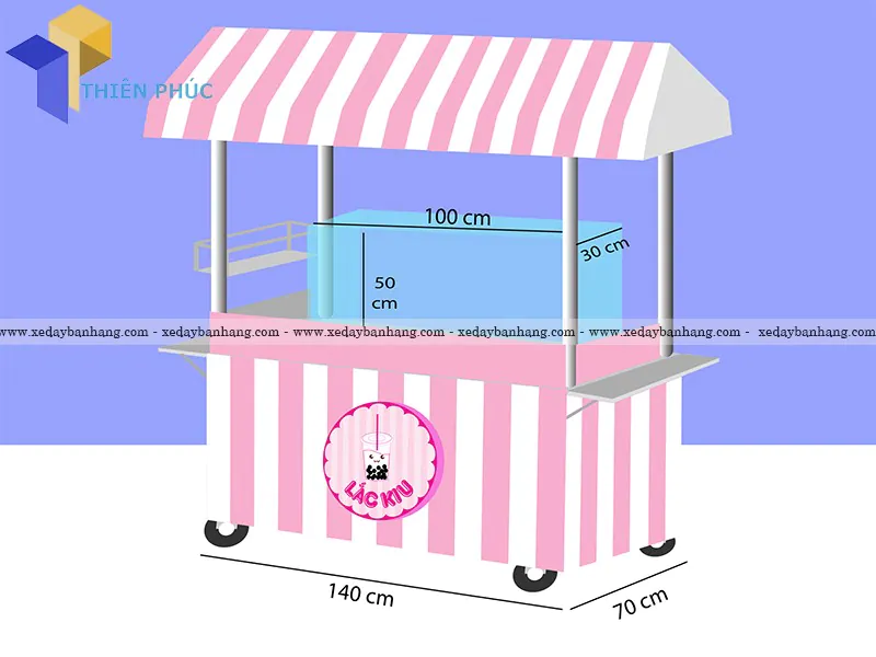 Xe đẩy bán trà sữa bền đẹp bằng inox_XDIN45