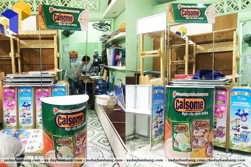Quầy sampling bán hàng nhãn hàng CALSOME