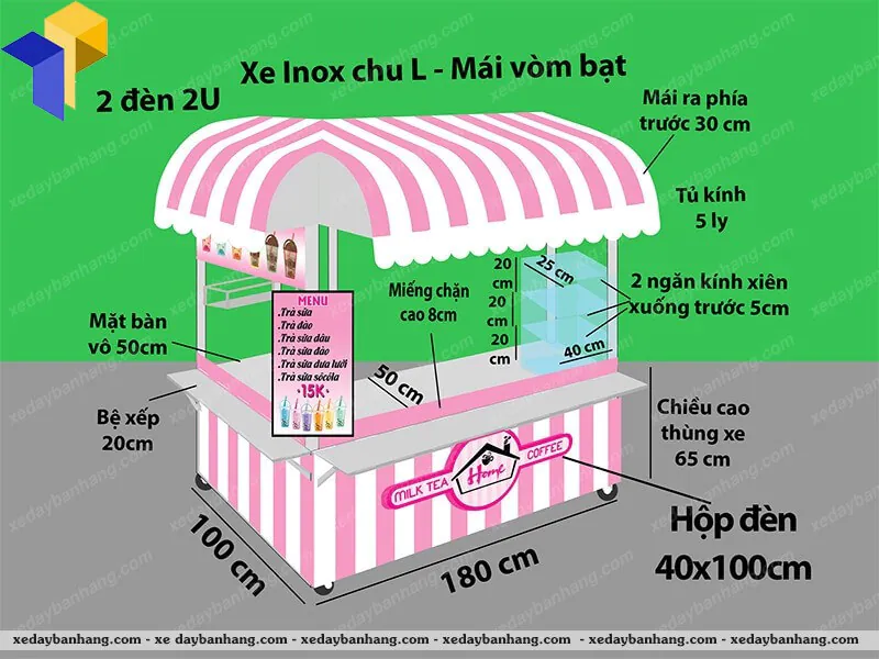 Kiot bán trà sữa MILK TEA HOME xinh xắn_XDK05