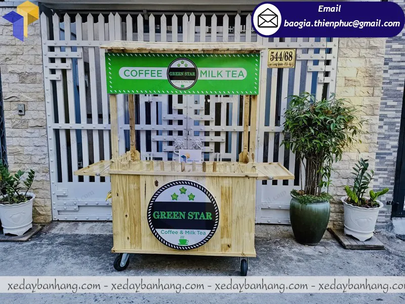 Thiết kế xe gỗ bán cafe take away theo yêu cầu