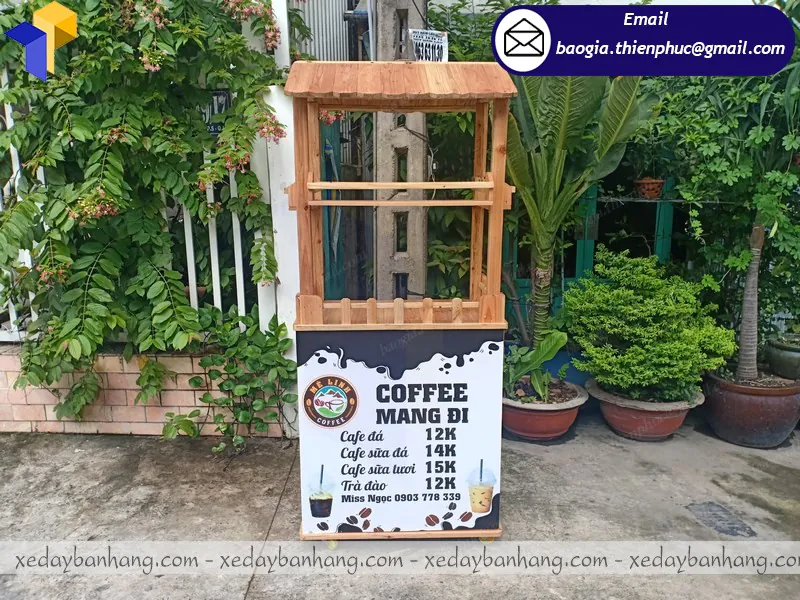 Liên hệ đóng xe cafe gỗ theo yêu cầu tại xưởng Thiên Phúc