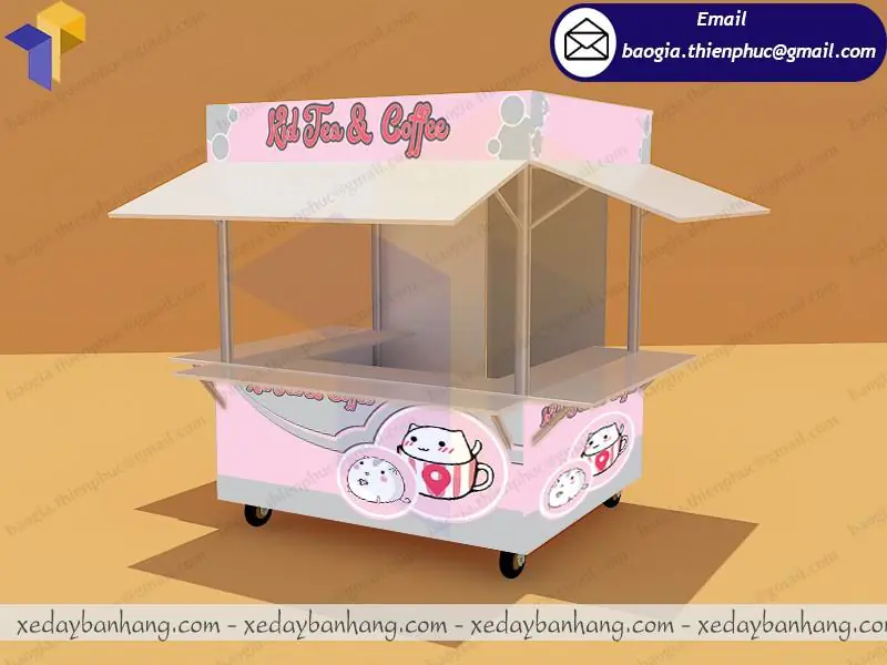 Cơ sở đóng Kiot bán trà sữa Kid Tea & Coffee thiết kế lạ mắt