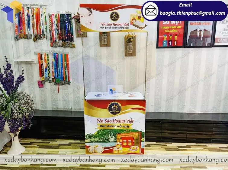 Gia công booth sắt quảng cáo số lượng lớn
