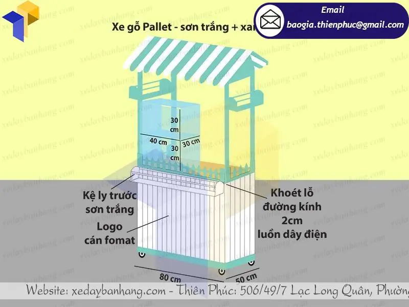 Nơi bán xe gỗ thông Pallet bán hàng lưu động giá rẻ