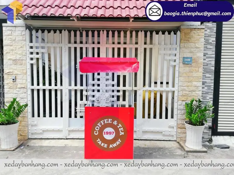 Đóng booth sampling bán hàng lắp ráp khung sắt chắc chắn