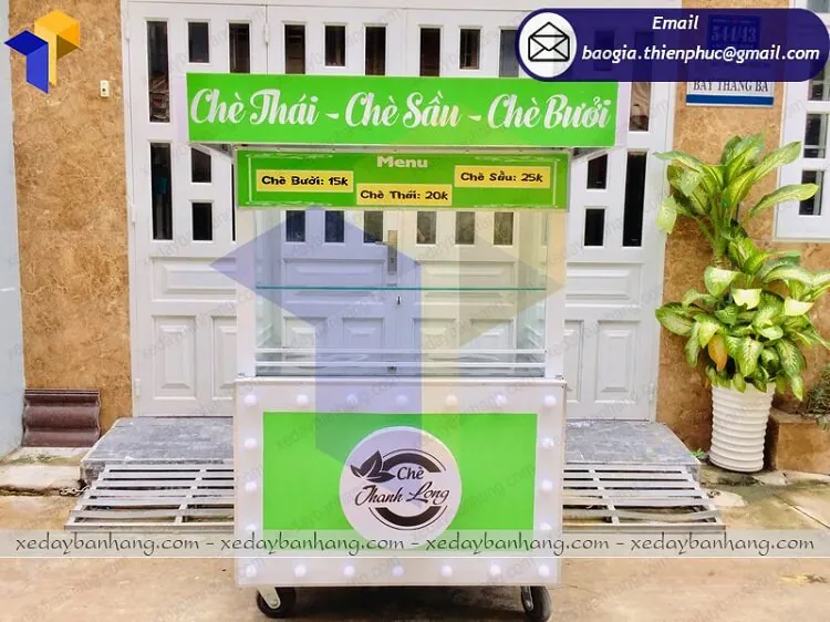 Xe bán chè thái khung sắt lọng đèn led THANH LONG hiện đại