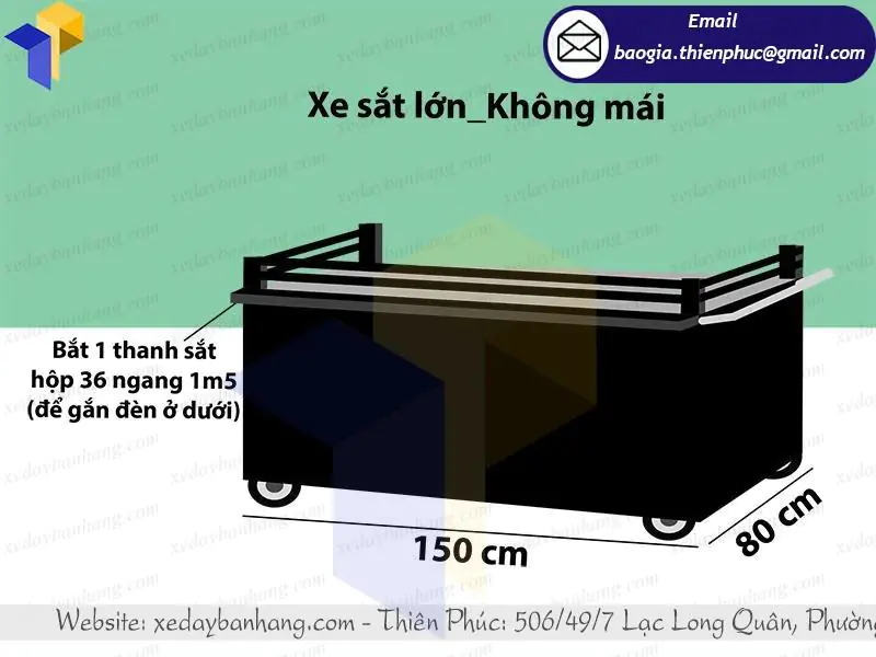 Xe bán hàng lưu động thiết kế in decan logo theo yêu cầu