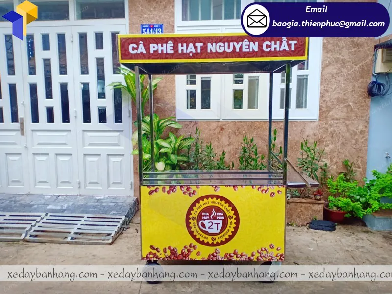 Xưởng bán quầy bán cafe đẹp bánh xe đẩy thuận tiện di chuyển