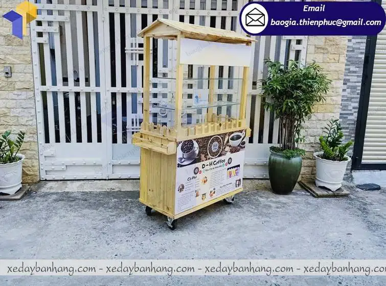 thiết kế tủ gỗ bán cà phê lưu động