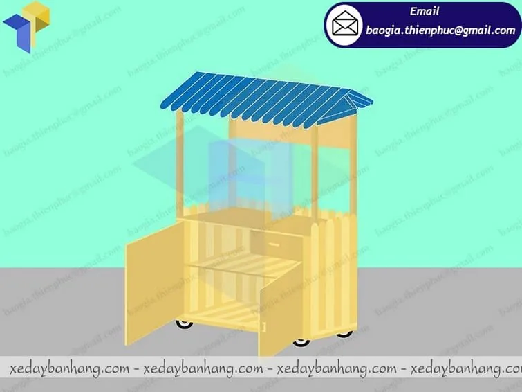thiết kế xe gỗ pallet bán cafe