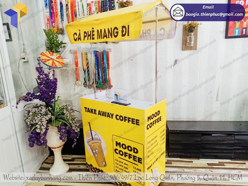 xe coffee rang xay xếp gọn đẹp