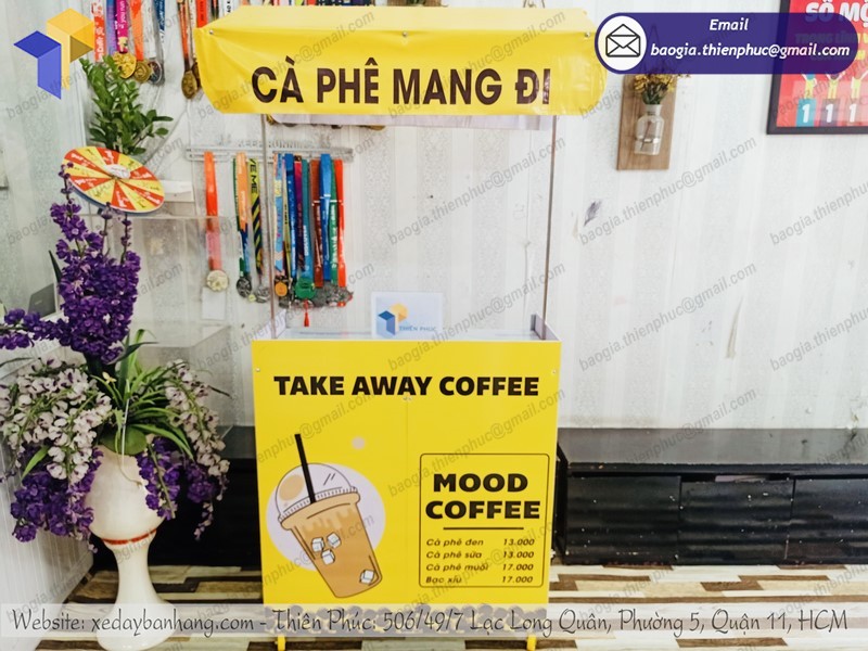 xe coffee rang xay xếp gọn tiện lợi