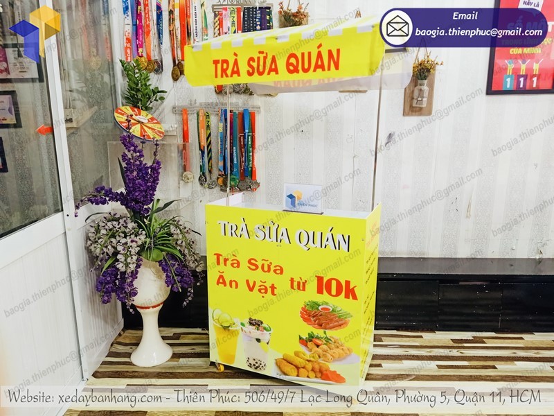 xe xếp gọn bán trà sữa take away tiện lợi đẹp