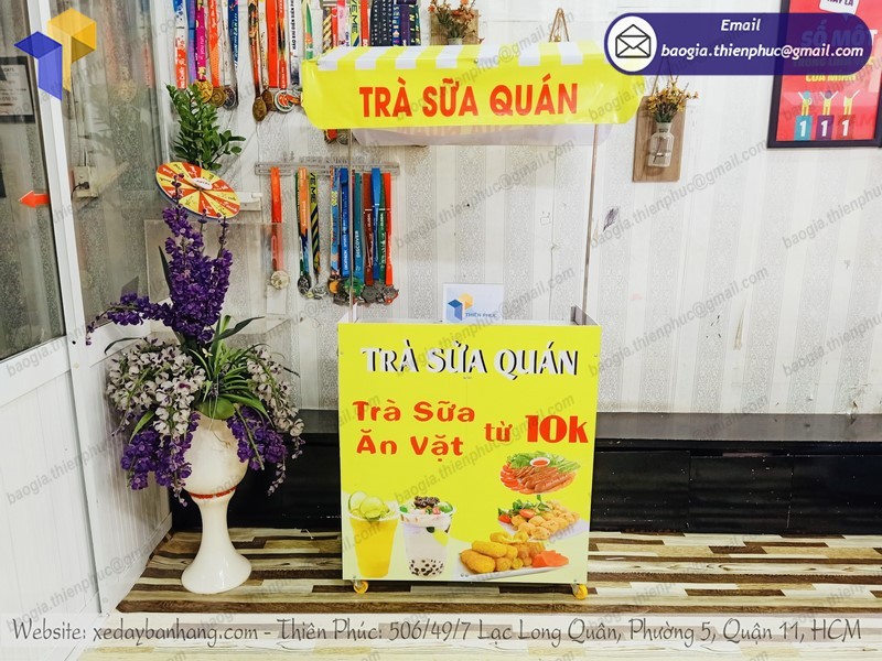 xe xếp gọn bán trà sữa take away tiện lợi rẻ