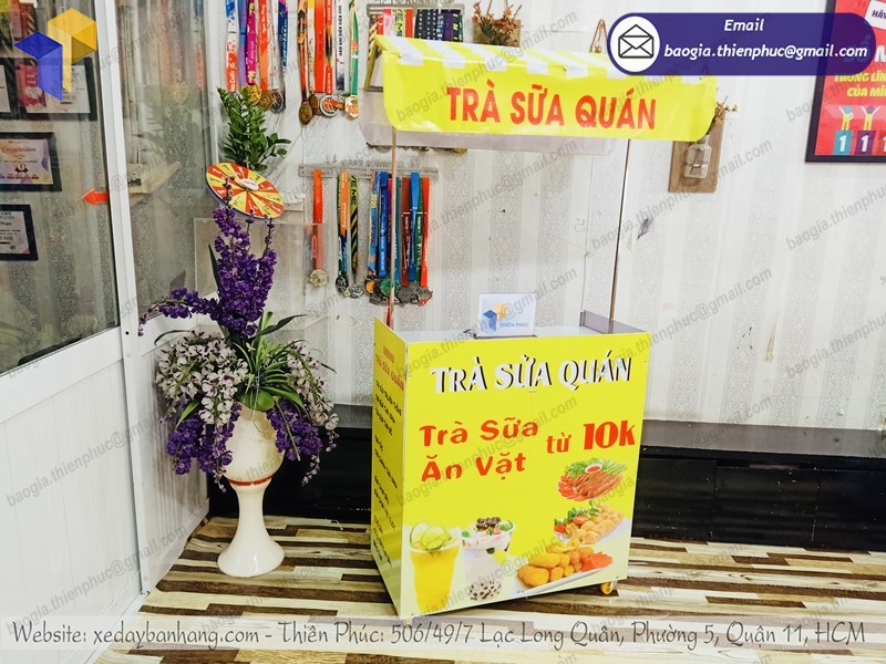 xe xếp gọn bán trà sữa take away tiện lợi